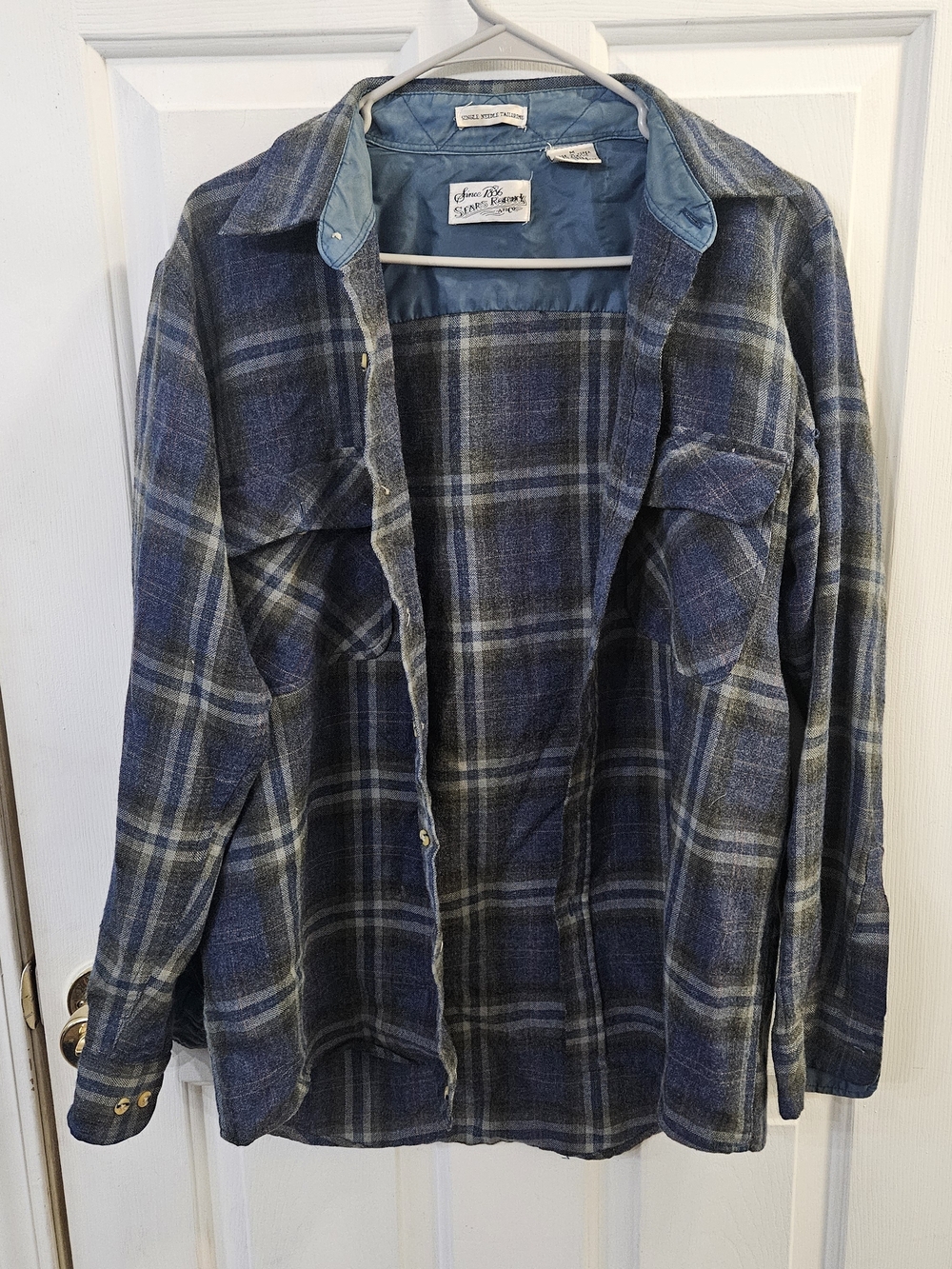 Vintage Sears Roebuck & Co. plaid flannel shirt-jacket Classic Work Wear Medium